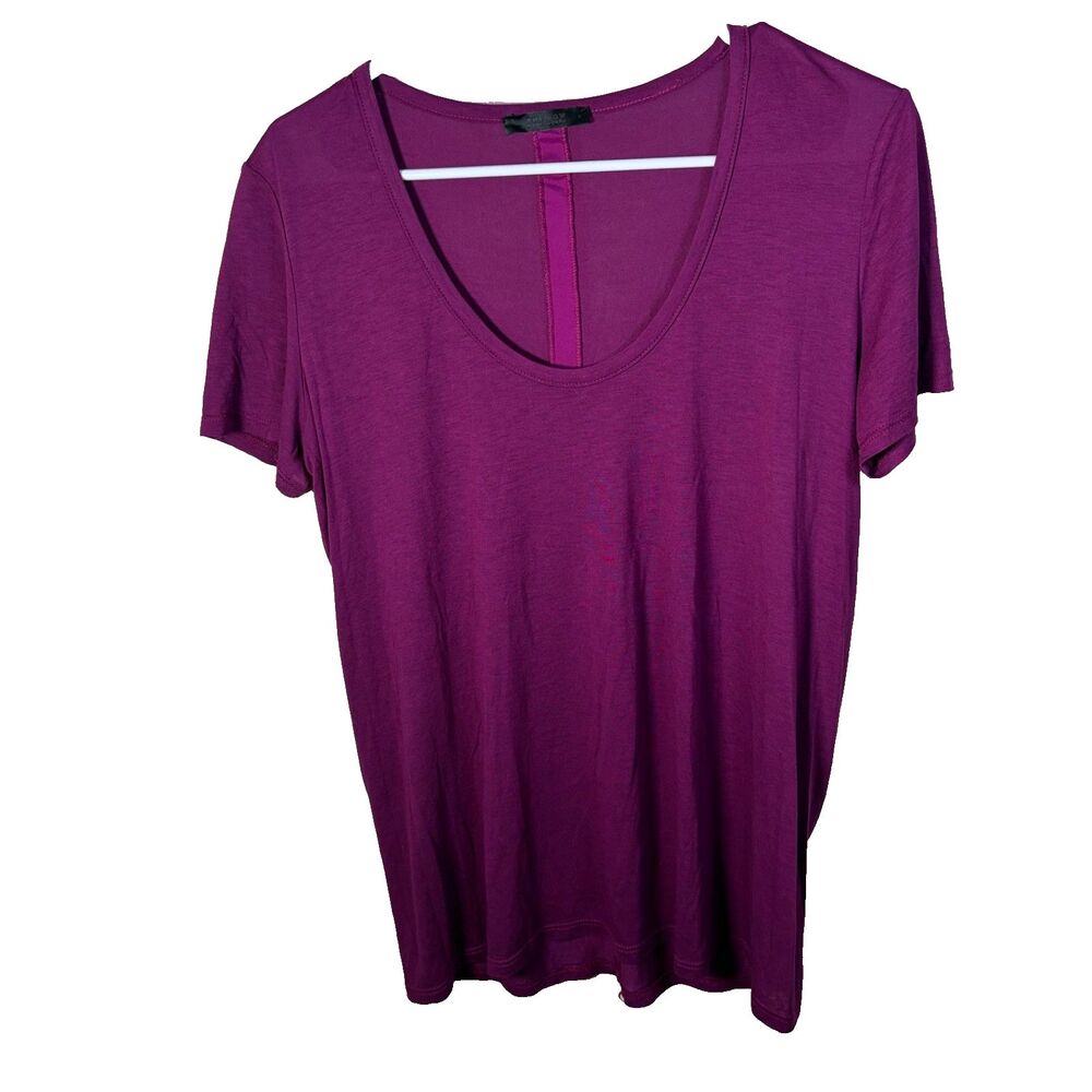 The Row T-Shirt Women's Medium Purple Scoop Neck Back Seam Short Sleeve Top